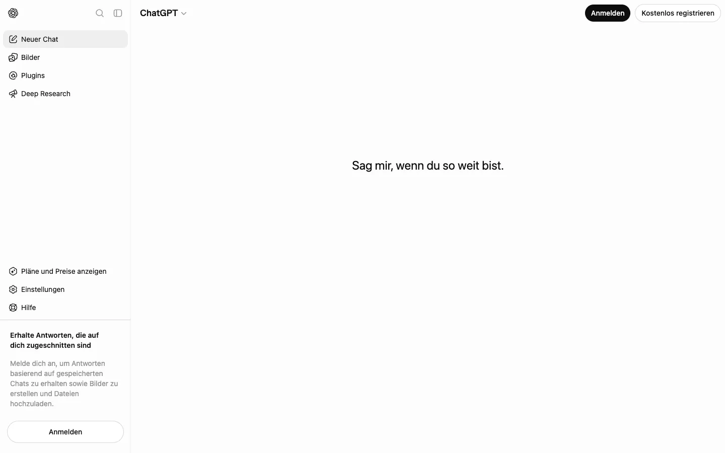 Landingpage von ChatGPT
