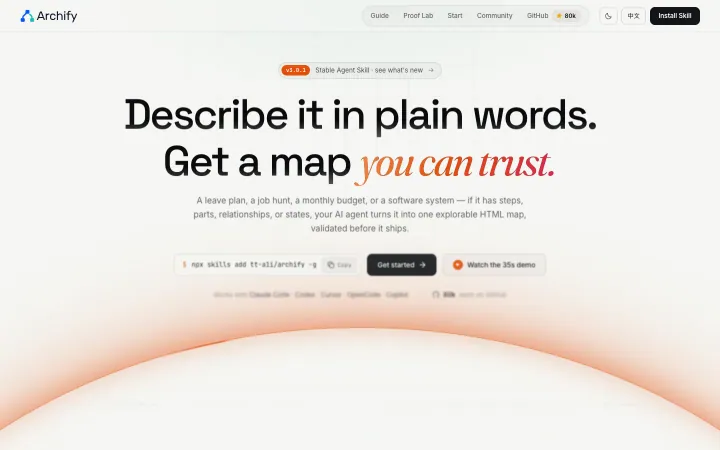 Landingpage von Archify