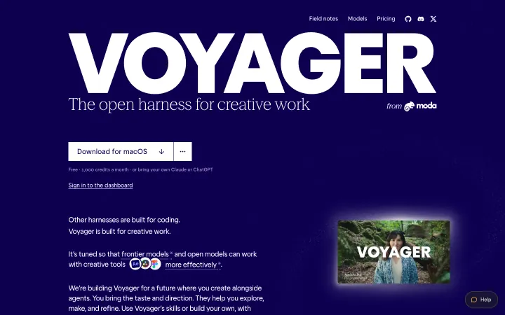 Landingpage von Voyager