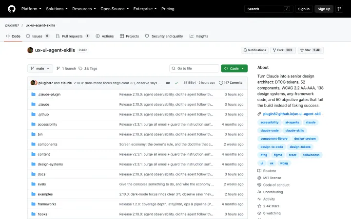 Landingpage von UX/UI Agent Skills