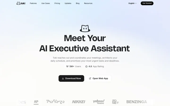 Landingpage von Toki