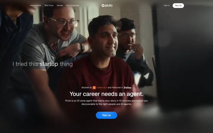 Landingpage von Pluto