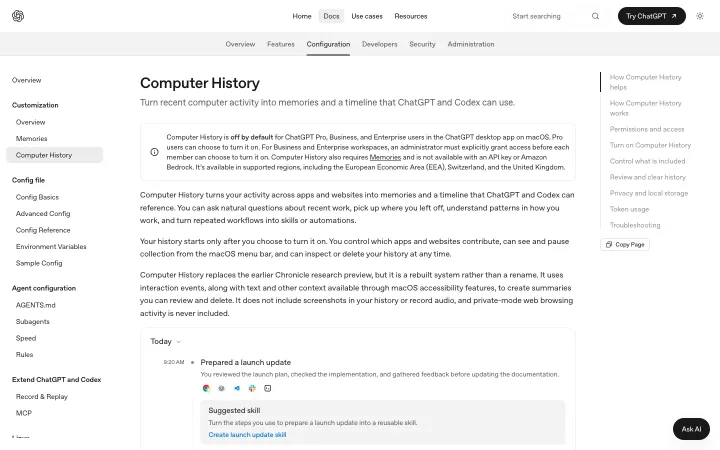Landingpage von Computer History