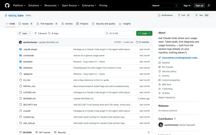 Landingpage von tare