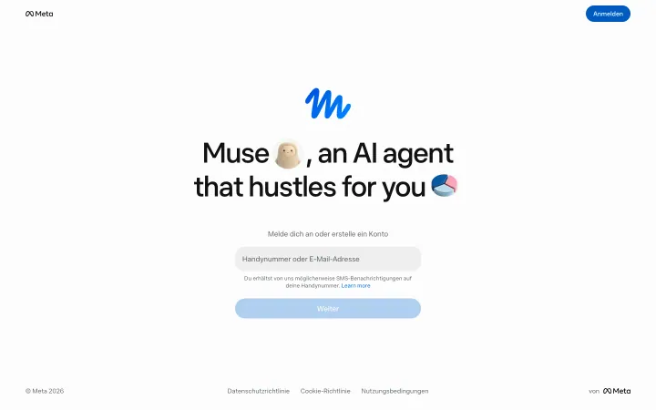 Landingpage von Muse for Small Business