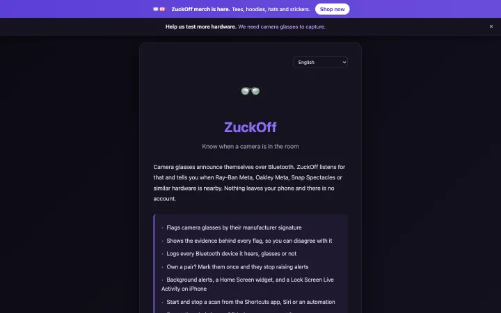 Landingpage von ZuckOff