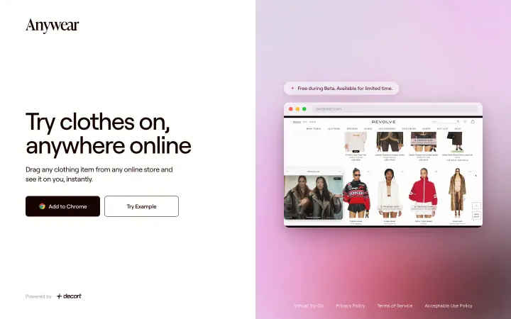 Landingpage von Anywear